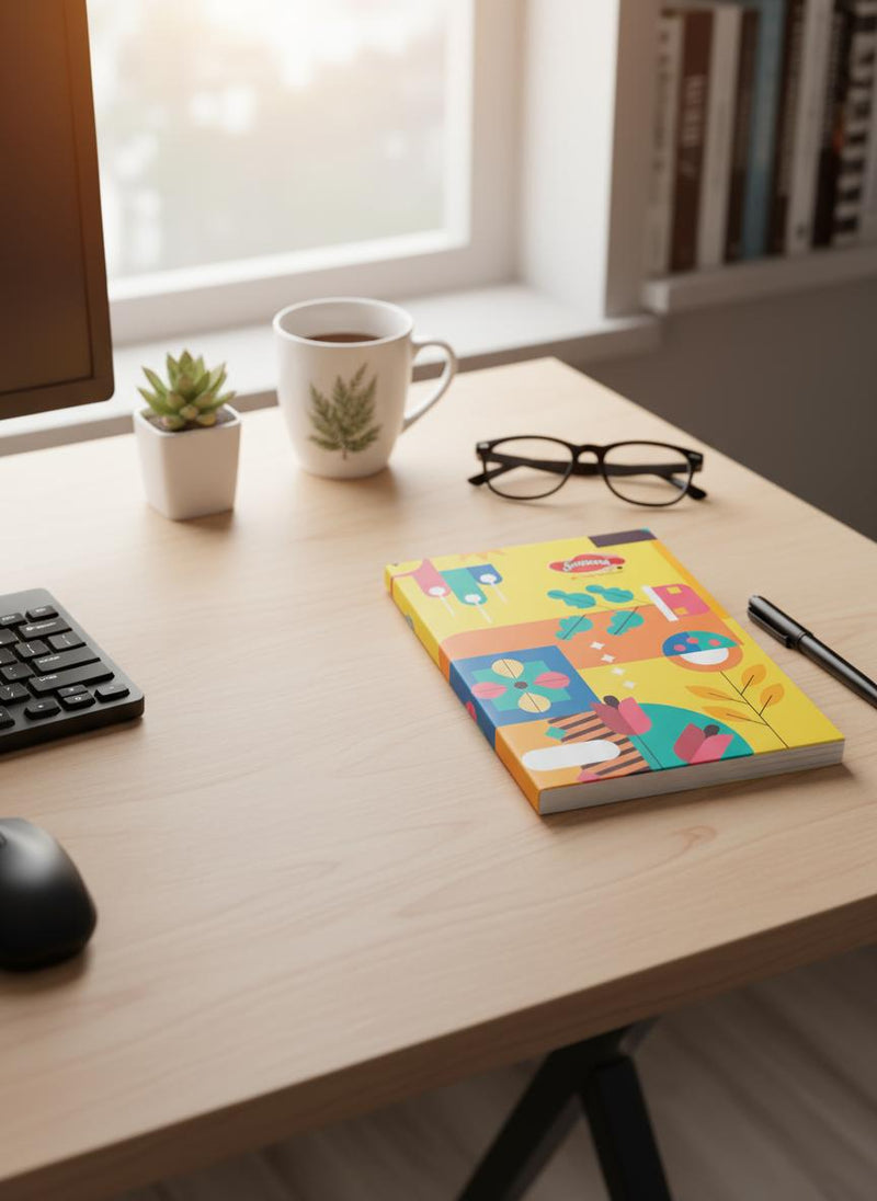 srinivasa notebooks hi tech series book on a computer table