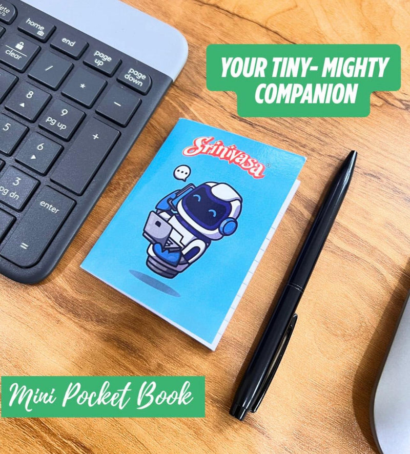 Srinivasa Mini Pocket Notebook on a desk