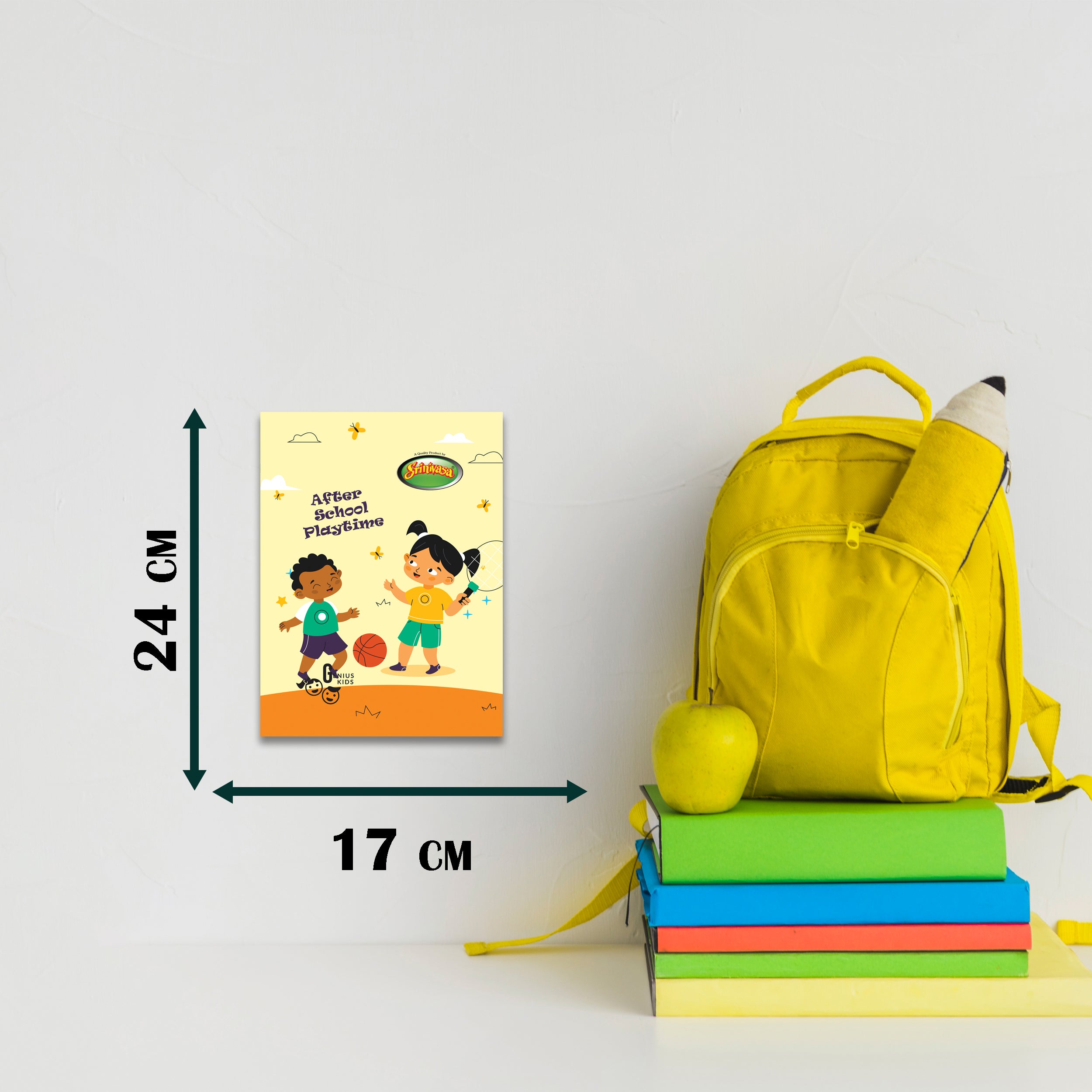 size of srinivasa school notebook