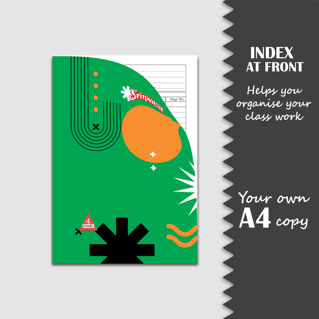 index page information of srinivasa a4 notebooks