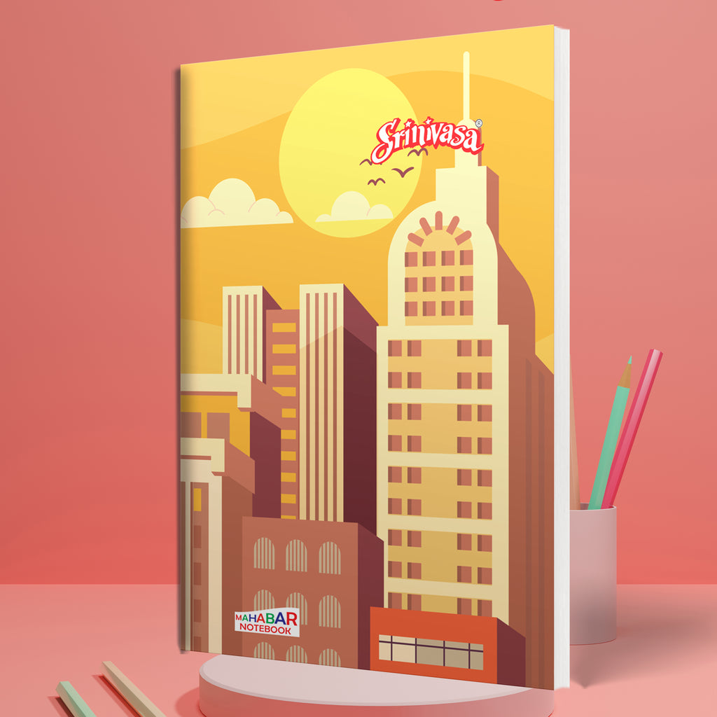 srinivasa mahabar extra long notebook 168 pages on a desk