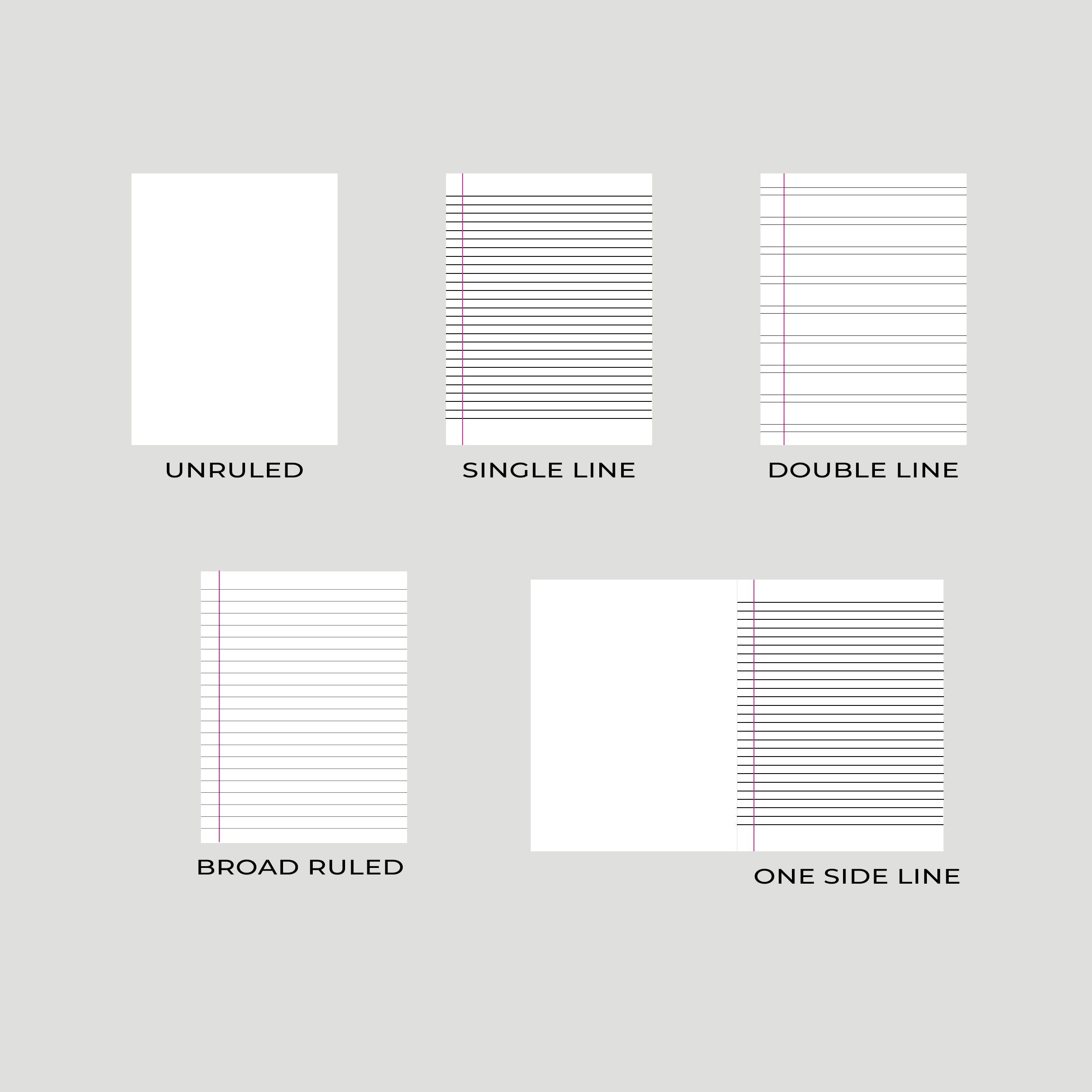 types of paper ruling offered in srinivasa notebooks