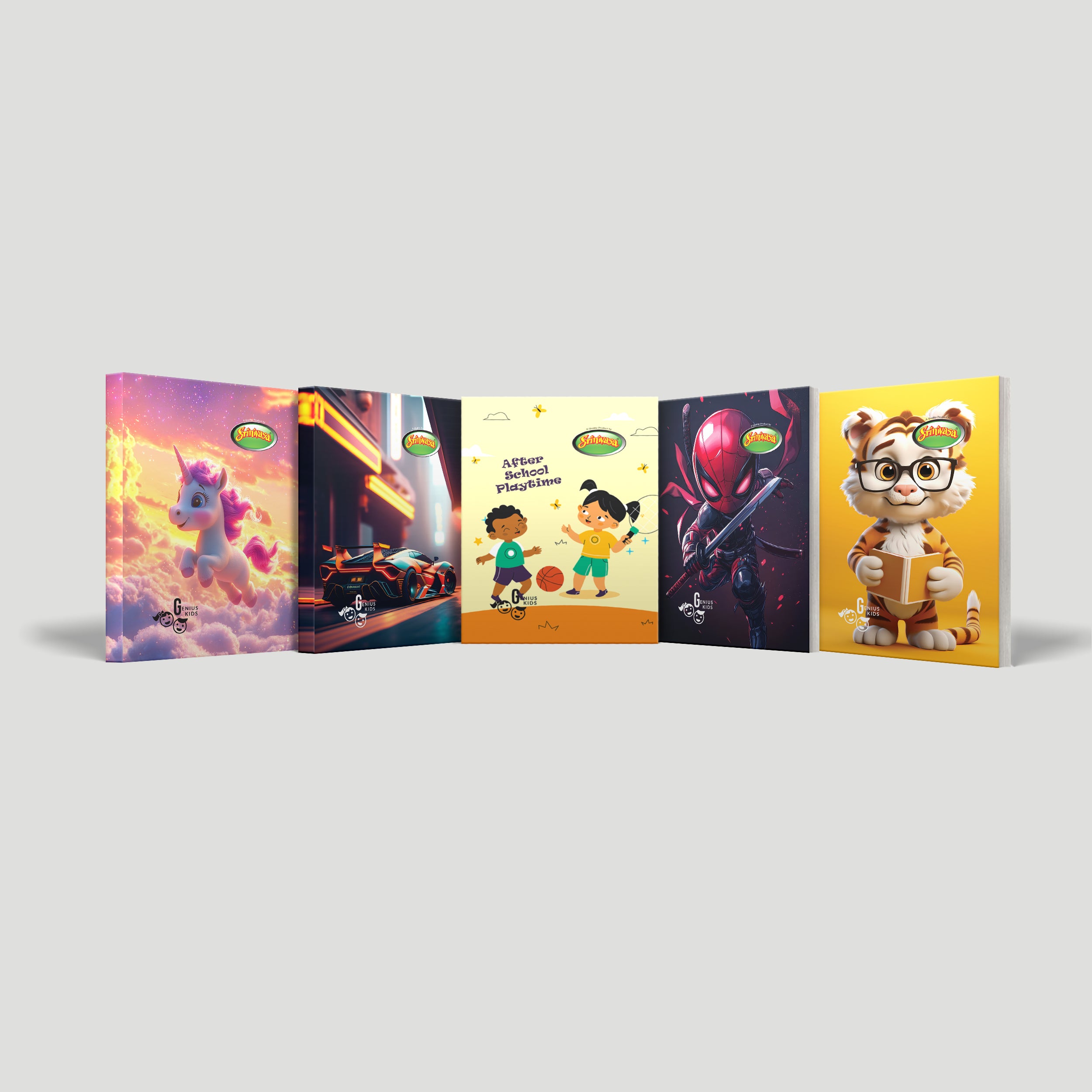 pack of srinivasa school notebooks designs