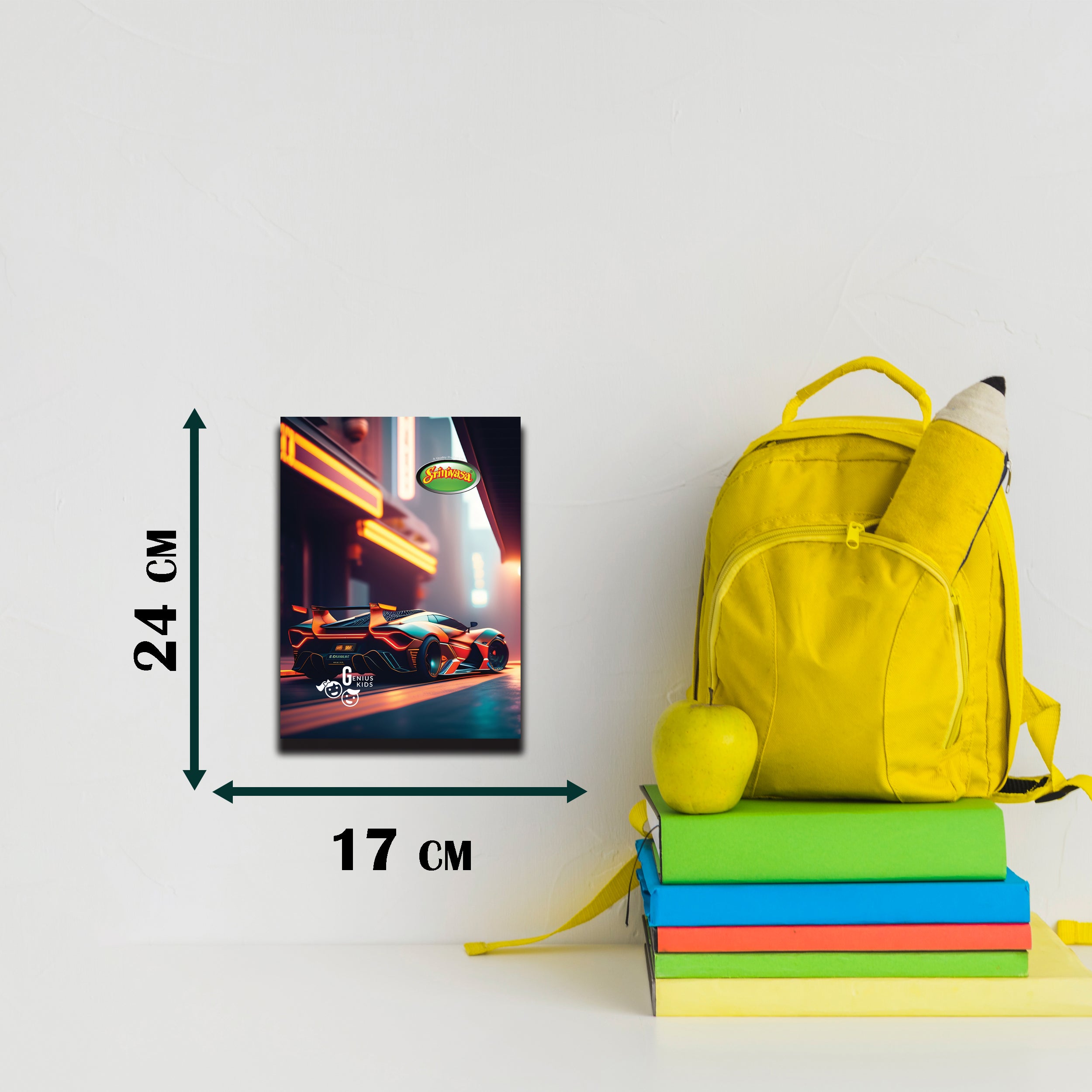 size of srinivasa school notebook for viewer understanding